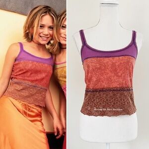 Super Rare Y2K Vintage Paisley + Lace Top Alt. ASO Mary-Kate and Ashley Olsen